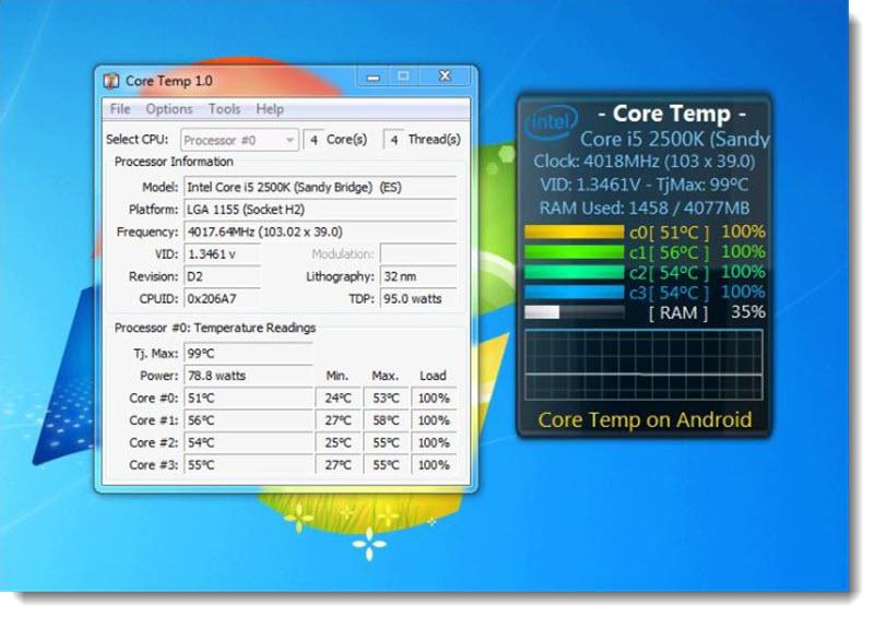 Core Temp программа проверки температуры процессора и гаджет на рабочий стол