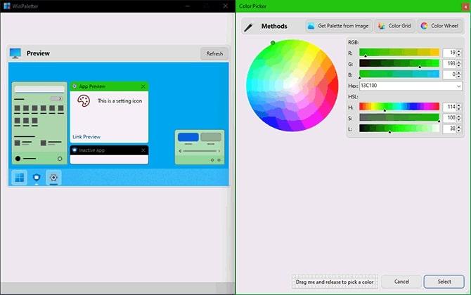 WinPaletter для настройки цветов Windows 11 настройки