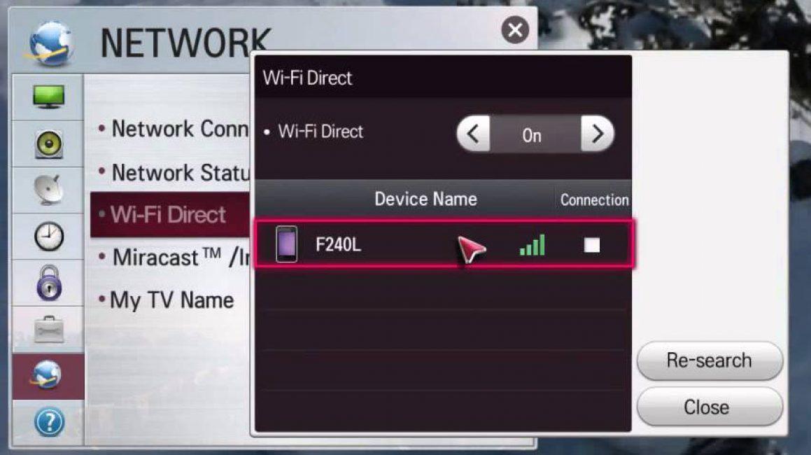 Подключение через Wi-Fi Direct
